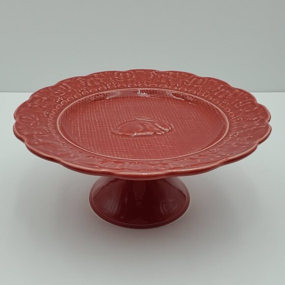 Bordallo Pinheiro Other - Bordallo Pinheiro Red Rabbit Cake Stand Portuguese Pedestal Dessert Server Plate
